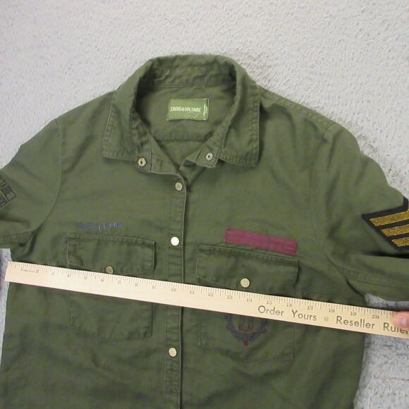 Zadig & Voltaire Taskal Cotton Twill Top size S Military Army Officers Jacket - Picture 10 of 12